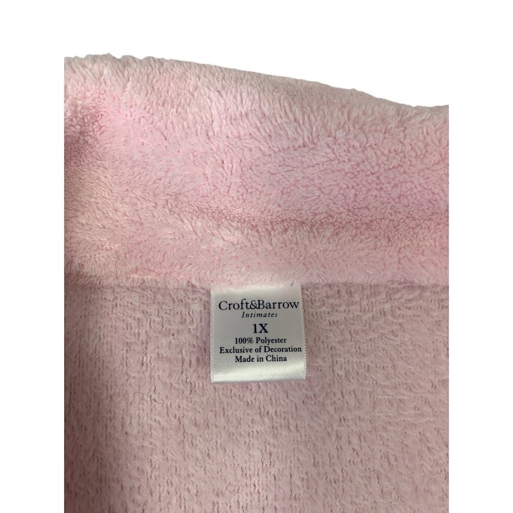 Croft & Barrow Women's Light Pink Front Zipper Robe - Picture 3 of 6